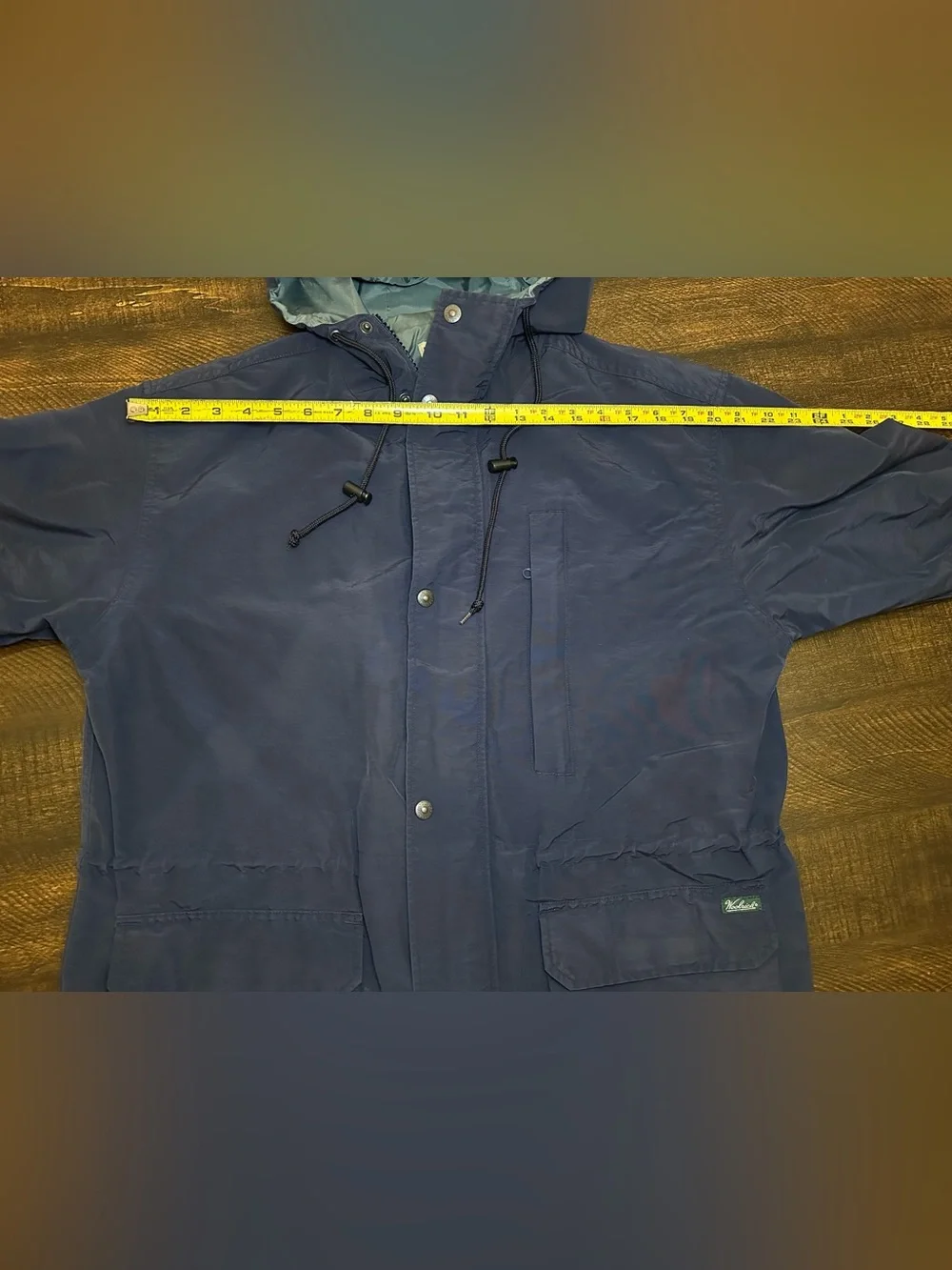 VTG Woolrich Men's Nylon Solid Blue Coat Full Zip Jacket-Large - Picture 10 of 14